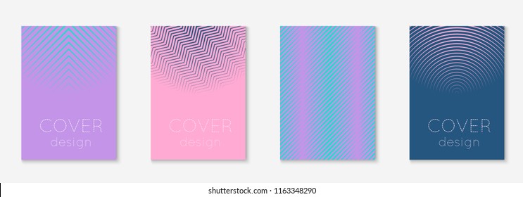 Minimal trendy cover template set. Futuristic layout with halftones. Geometric minimal cover template for book, catalog and annual. Minimalistic colorful gradients. Abstract business illustration.