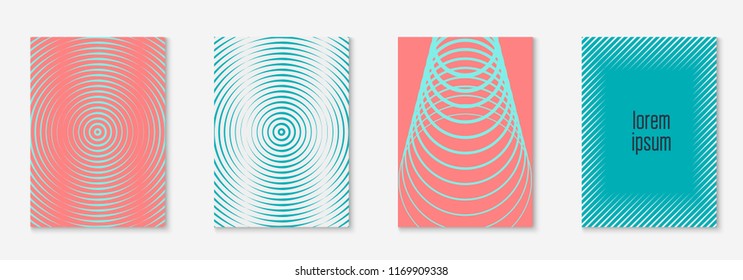 Minimal trendy cover template set. Futuristic layout with halftones. Geometric minimal cover template for book, catalog and annual. Minimalistic colorful gradients. Abstract business illustration.