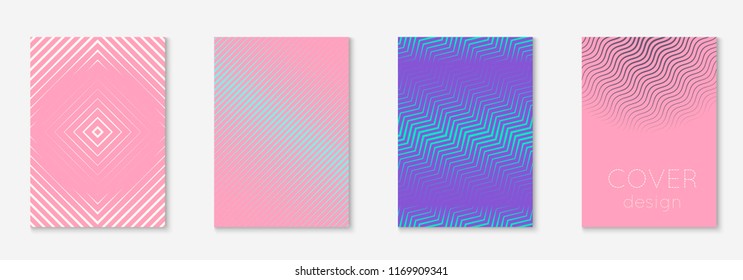 Minimal trendy cover template set. Futuristic layout with halftones. Geometric minimal cover template for book, catalog and annual. Minimalistic colorful gradients. Abstract business illustration.