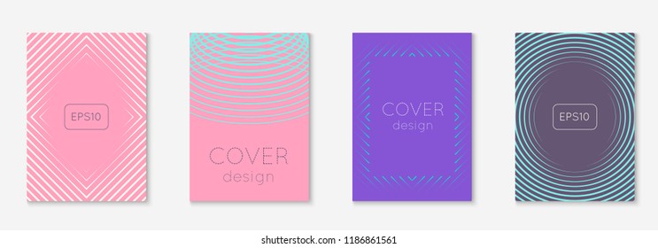 Minimal trendy cover template set. Futuristic layout with halftones. Geometric minimal cover template for book, catalog and annual. Minimalistic colorful gradients. Abstract business illustration.