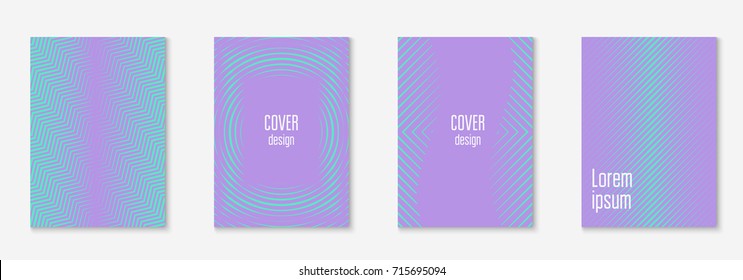 Minimal trendy cover template set. Futuristic layout with halftones. Geometric minimal cover template for book, catalog and annual. Minimalistic colorful gradients. Abstract business illustration.