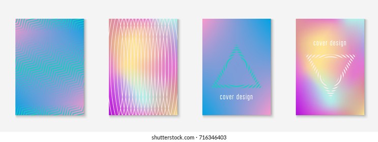 Minimal trendy cover template set. Futuristic layout with halftones. Geometric minimal cover template for book, catalog and annual. Minimalistic colorful gradients. Abstract business illustration.