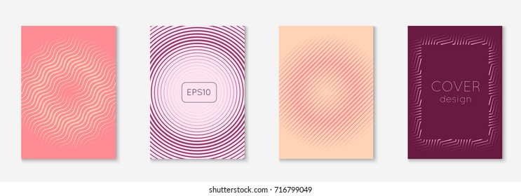 Minimal trendy cover template set. Futuristic layout with halftones. Geometric minimal cover template for book, catalog and annual. Minimalistic colorful gradients. Abstract business illustration.