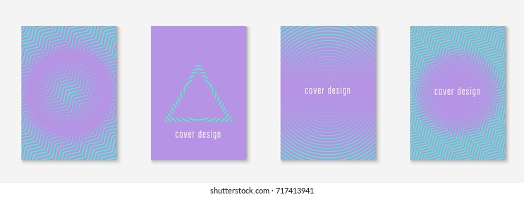 Minimal trendy cover template set. Futuristic layout with halftones. Geometric minimal cover template for book, catalog and annual. Minimalistic colorful gradients. Abstract business illustration.