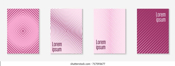Minimal trendy cover template set. Futuristic layout with halftones. Geometric minimal cover template for book, catalog and annual. Minimalistic colorful gradients. Abstract business illustration.