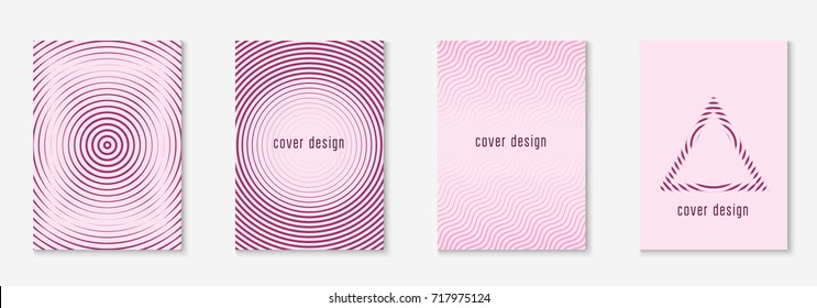 Minimal trendy cover template set. Futuristic layout with halftones. Geometric minimal cover template for book, catalog and annual. Minimalistic colorful gradients. Abstract business illustration.