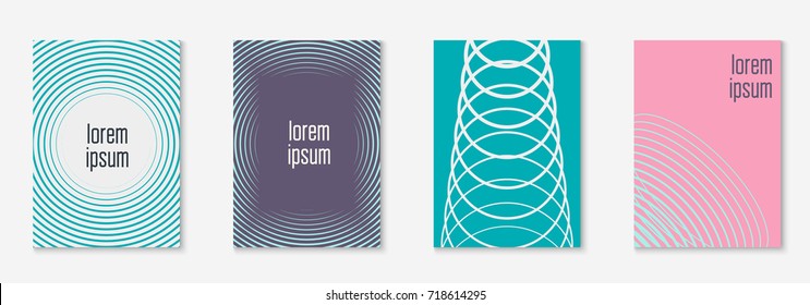 Minimal trendy cover template set. Futuristic layout with halftones. Geometric minimal cover template for book, catalog and annual. Minimalistic colorful gradients. Abstract business illustration.