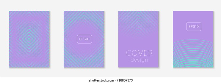Minimal trendy cover template set. Futuristic layout with halftones. Geometric minimal cover template for book, catalog and annual. Minimalistic colorful gradients. Abstract business illustration.