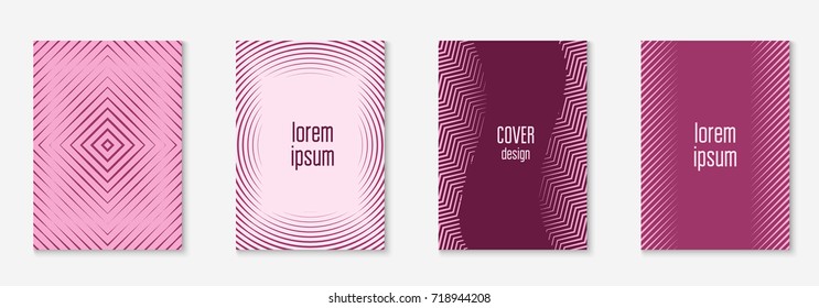 Minimal trendy cover template set. Futuristic layout with halftones. Geometric minimal cover template for book, catalog and annual. Minimalistic colorful gradients. Abstract business illustration.