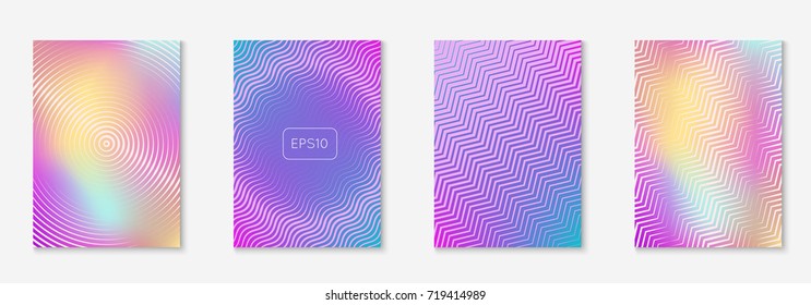 Minimal trendy cover template set. Futuristic layout with halftones. Geometric minimal cover template for book, catalog and annual. Minimalistic colorful gradients. Abstract business illustration.