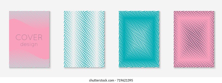 Minimal trendy cover template set. Futuristic layout with halftones. Geometric minimal cover template for book, catalog and annual. Minimalistic colorful gradients. Abstract business illustration.