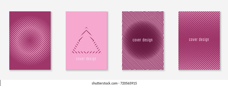 Minimal trendy cover template set. Futuristic layout with halftones. Geometric minimal cover template for book, catalog and annual. Minimalistic colorful gradients. Abstract business illustration.