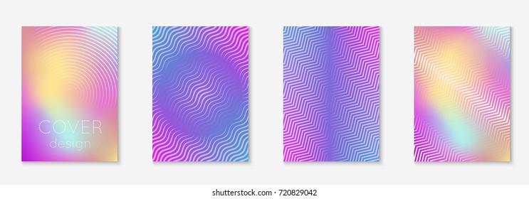 Minimal trendy cover template set. Futuristic layout with halftones. Geometric minimal cover template for book, catalog and annual. Minimalistic colorful gradients. Abstract business illustration.