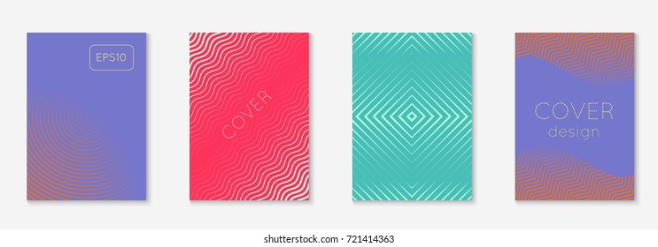 Minimal trendy cover template set. Futuristic layout with halftones. Geometric minimal cover template for book, catalog and annual. Minimalistic colorful gradients. Abstract business illustration.