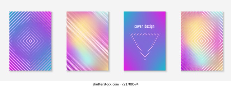 Minimal trendy cover template set. Futuristic layout with halftones. Geometric minimal cover template for book, catalog and annual. Minimalistic colorful gradients. Abstract business illustration.