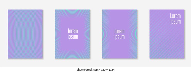 Minimal trendy cover template set. Futuristic layout with halftones. Geometric minimal cover template for book, catalog and annual. Minimalistic colorful gradients. Abstract business illustration.