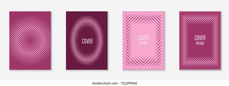 Minimal trendy cover template set. Futuristic layout with halftones. Geometric minimal cover template for book, catalog and annual. Minimalistic colorful gradients. Abstract business illustration.