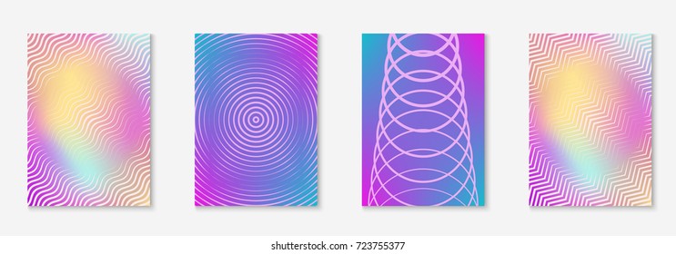 Minimal trendy cover template set. Futuristic layout with halftones. Geometric minimal cover template for book, catalog and annual. Minimalistic colorful gradients. Abstract business illustration.