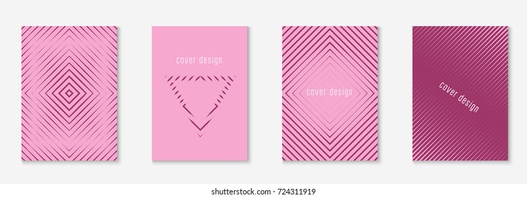 Minimal trendy cover template set. Futuristic layout with halftones. Geometric minimal cover template for book, catalog and annual. Minimalistic colorful gradients. Abstract business illustration.