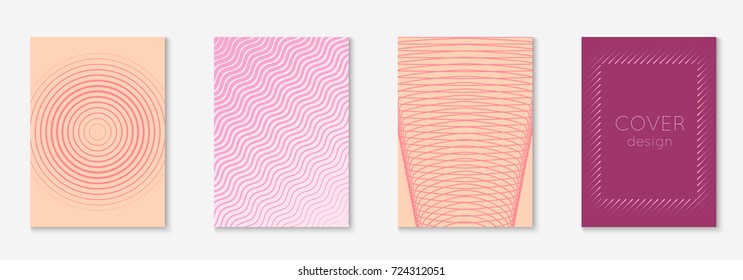 Minimal trendy cover template set. Futuristic layout with halftones. Geometric minimal cover template for book, catalog and annual. Minimalistic colorful gradients. Abstract business illustration.