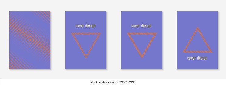 Minimal trendy cover template set. Futuristic layout with halftones. Geometric minimal cover template for book, catalog and annual. Minimalistic colorful gradients. Abstract business illustration.