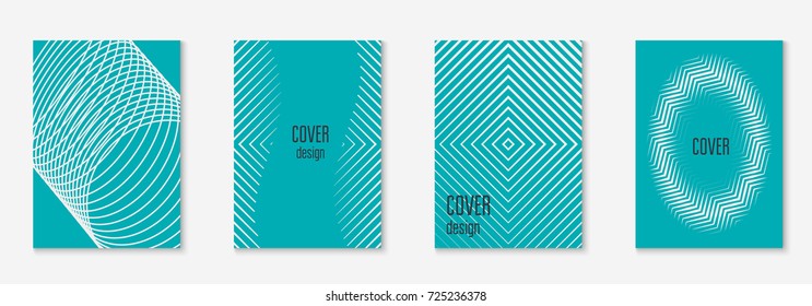 Minimal trendy cover template set. Futuristic layout with halftones. Geometric minimal cover template for book, catalog and annual. Minimalistic colorful gradients. Abstract business illustration.