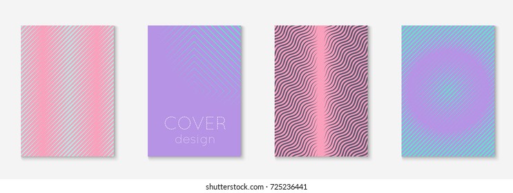 Minimal trendy cover template set. Futuristic layout with halftones. Geometric minimal cover template for book, catalog and annual. Minimalistic colorful gradients. Abstract business illustration.
