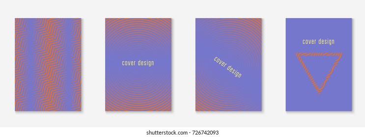 Minimal trendy cover template set. Futuristic layout with halftones. Geometric minimal cover template for book, catalog and annual. Minimalistic colorful gradients. Abstract business illustration.