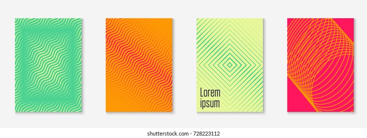 Minimal trendy cover template set. Futuristic layout with halftones. Geometric minimal cover template for book, catalog and annual. Minimalistic colorful gradients. Abstract business illustration.