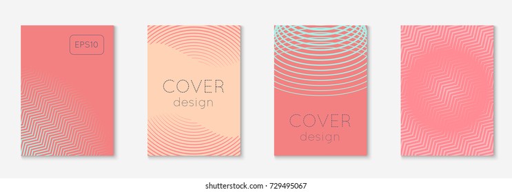 Minimal trendy cover template set. Futuristic layout with halftones. Geometric minimal cover template for book, catalog and annual. Minimalistic colorful gradients. Abstract business illustration.