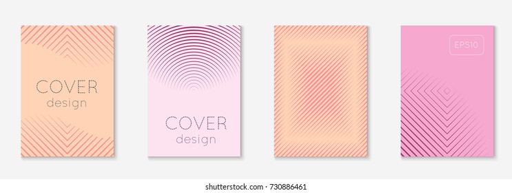 Minimal trendy cover template set. Futuristic layout with halftones. Geometric minimal cover template for book, catalog and annual. Minimalistic colorful gradients. Abstract business illustration.