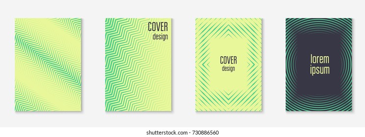 Minimal trendy cover template set. Futuristic layout with halftones. Geometric minimal cover template for book, catalog and annual. Minimalistic colorful gradients. Abstract business illustration.