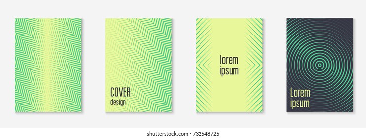 Minimal trendy cover template set. Futuristic layout with halftones. Geometric minimal cover template for book, catalog and annual. Minimalistic colorful gradients. Abstract business illustration.