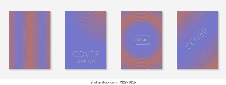 Minimal trendy cover template set. Futuristic layout with halftones. Geometric minimal cover template for book, catalog and annual. Minimalistic colorful gradients. Abstract business illustration.