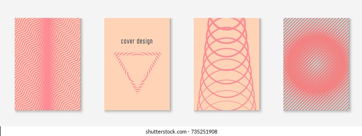 Minimal trendy cover template set. Futuristic layout with halftones. Geometric minimal cover template for book, catalog and annual. Minimalistic colorful gradients. Abstract business illustration.
