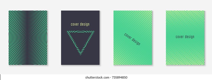 Minimal trendy cover template set. Futuristic layout with halftones. Geometric minimal cover template for book, catalog and annual. Minimalistic colorful gradients. Abstract business illustration.