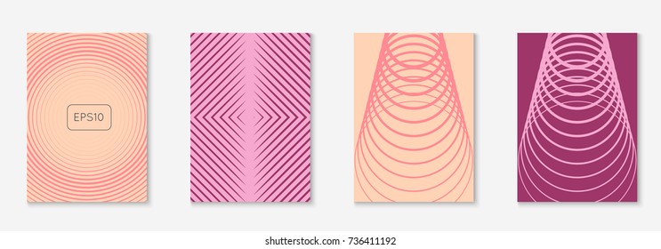 Minimal trendy cover template set. Futuristic layout with halftones. Geometric minimal cover template for book, catalog and annual. Minimalistic colorful gradients. Abstract business illustration.
