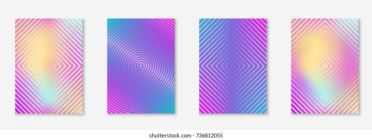 Minimal trendy cover template set. Futuristic layout with halftones. Geometric minimal cover template for book, catalog and annual. Minimalistic colorful gradients. Abstract business illustration.