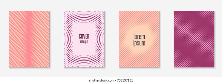 Minimal trendy cover template set. Futuristic layout with halftones. Geometric minimal cover template for book, catalog and annual. Minimalistic colorful gradients. Abstract business illustration.