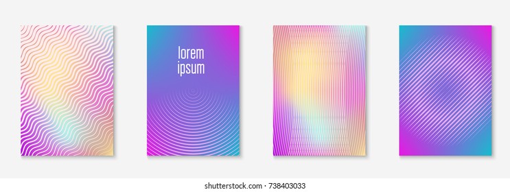 Minimal trendy cover template set. Futuristic layout with halftones. Geometric minimal cover template for book, catalog and annual. Minimalistic colorful gradients. Abstract business illustration.