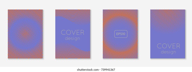 Minimal trendy cover template set. Futuristic layout with halftones. Geometric minimal cover template for book, catalog and annual. Minimalistic colorful gradients. Abstract business illustration.