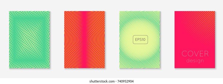 Minimal trendy cover template set. Futuristic layout with halftones. Geometric minimal cover template for book, catalog and annual. Minimalistic colorful gradients. Abstract business illustration.