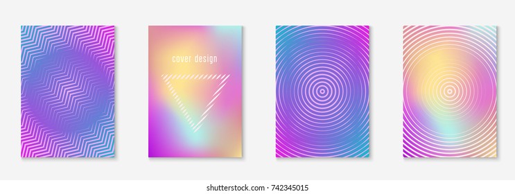 Minimal trendy cover template set. Futuristic layout with halftones. Geometric minimal cover template for book, catalog and annual. Minimalistic colorful gradients. Abstract business illustration.