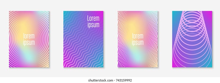 Minimal trendy cover template set. Futuristic layout with halftones. Geometric minimal cover template for book, catalog and annual. Minimalistic colorful gradients. Abstract business illustration.