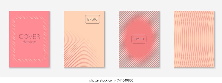 Minimal trendy cover template set. Futuristic layout with halftones. Geometric minimal cover template for book, catalog and annual. Minimalistic colorful gradients. Abstract business illustration.