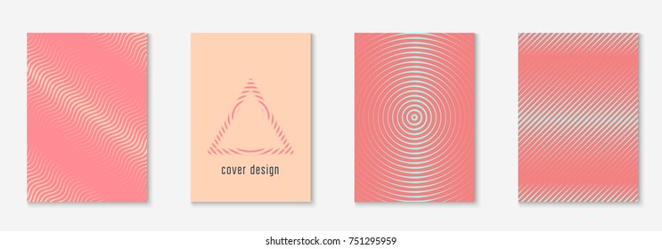Minimal trendy cover template set. Futuristic layout with halftones. Geometric minimal cover template for book, catalog and annual. Minimalistic colorful gradients. Abstract business illustration.