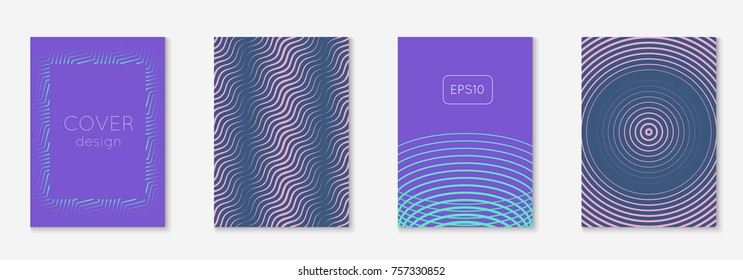 Minimal trendy cover template set. Futuristic layout with halftones. Geometric minimal cover template for book, catalog and annual. Minimalistic colorful gradients. Abstract business illustration.