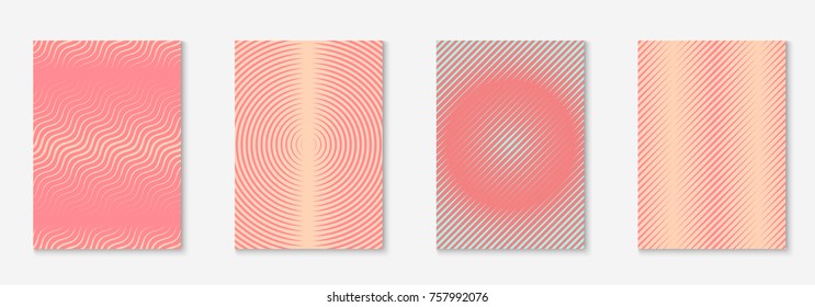 Minimal trendy cover template set. Futuristic layout with halftones. Geometric minimal cover template for book, catalog and annual. Minimalistic colorful gradients. Abstract business illustration.