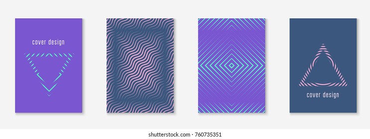 Minimal trendy cover template set. Futuristic layout with halftones. Geometric minimal cover template for book, catalog and annual. Minimalistic colorful gradients. Abstract business illustration.