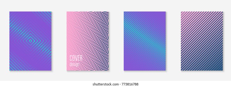 Minimal trendy cover template set. Futuristic layout with halftones. Geometric minimal cover template for book, catalog and annual. Minimalistic colorful gradients. Abstract business illustration.